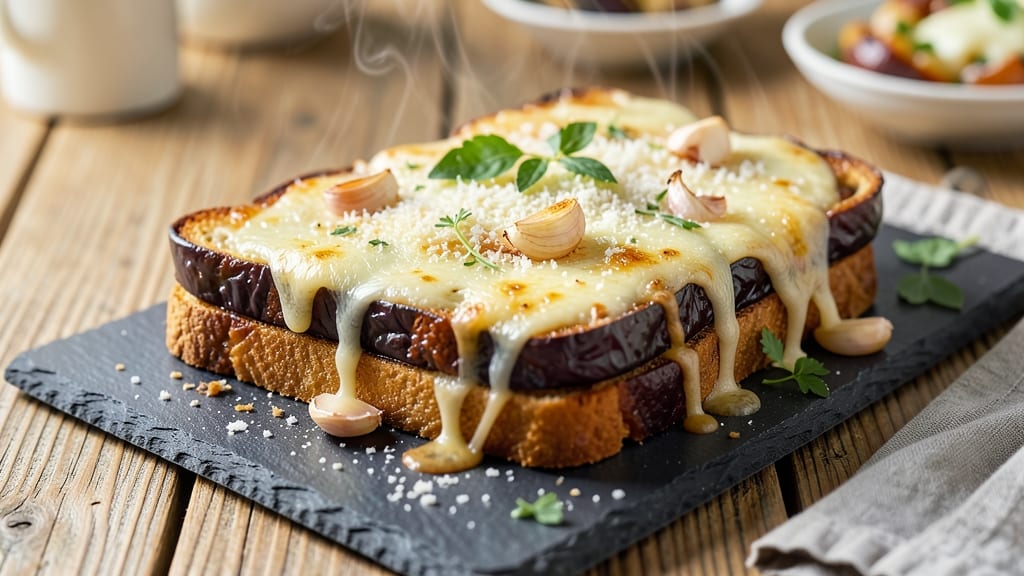 Aubergine and Kitchen Cheese Bread Recipe: Crispy Crust With Melty Cheese Pulls